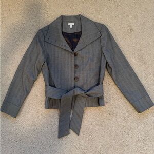 Semantiks gray belted cropped jacket petite small